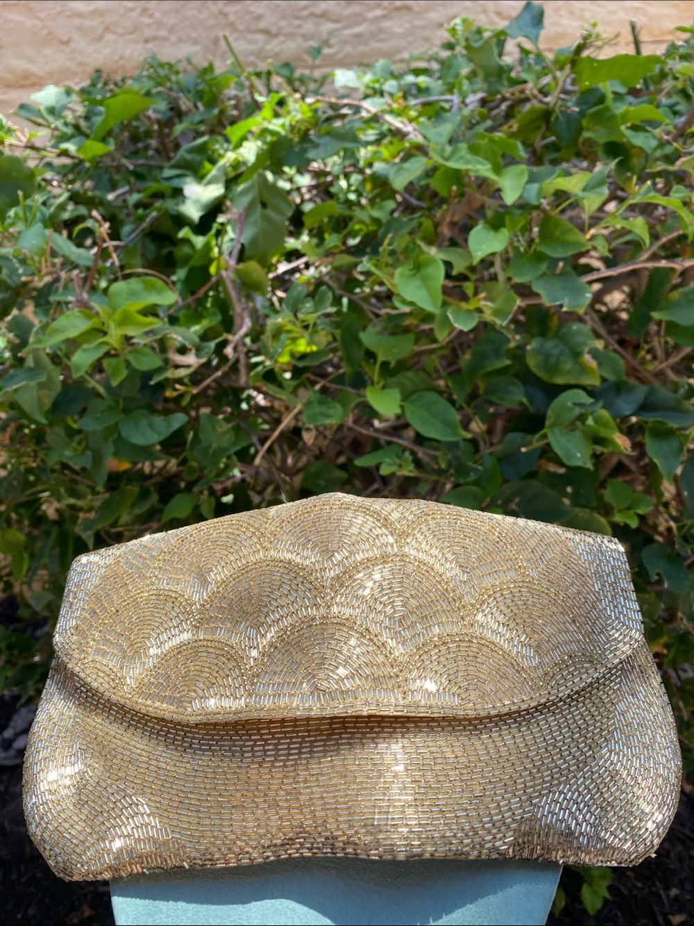 Woven Evening Clutch Bag in Brown